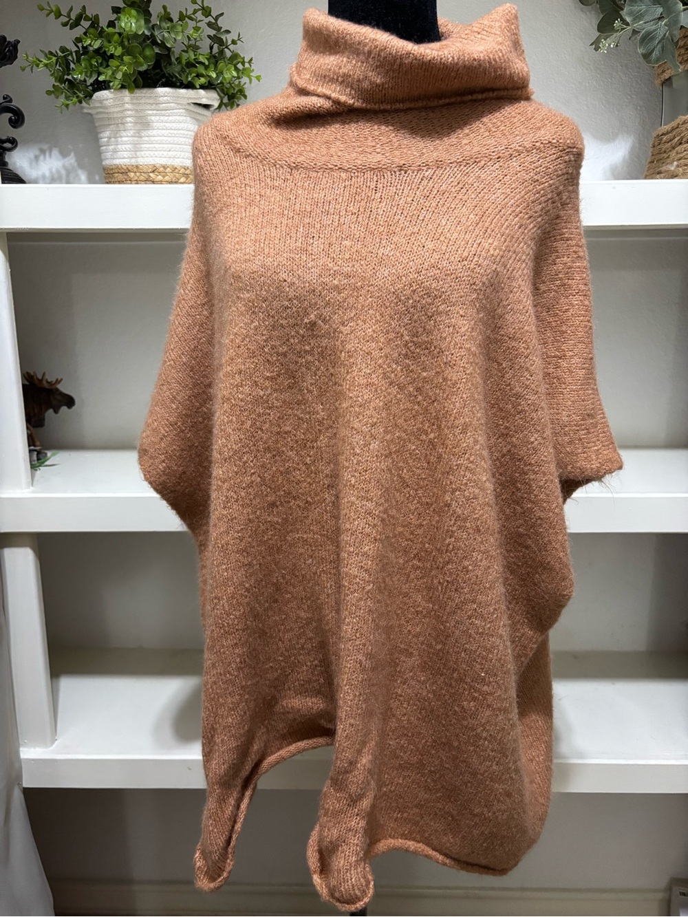 Universal Thread Cozy Cowl Neck Poncho Sweater - Camel Brown